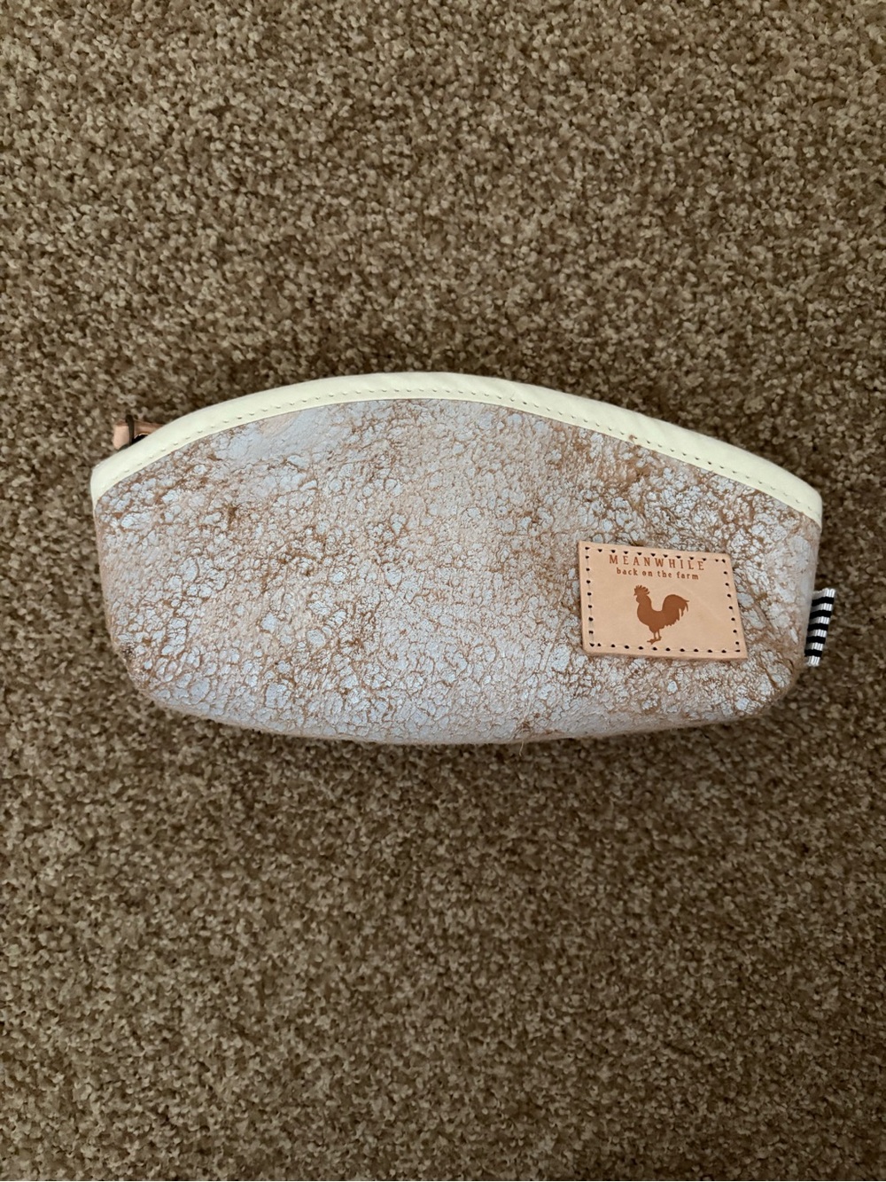 Birch white leather cosmetic bag